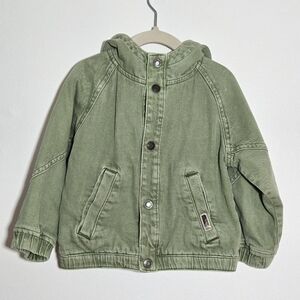 Zara Stylish Kids Olive Green Jean Jacket Size 2-3